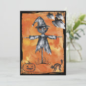 Halloween Black Cat Spooky Ghost Kaart (Staand voorkant)