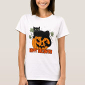 Halloween Black Cat T-shirt (Voorkant)