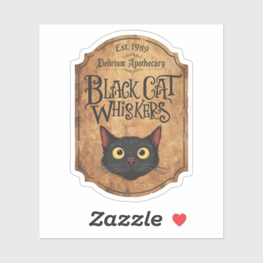 Halloween Black Cat Whiskers Witch's Potion Fles Sticker (Vel)