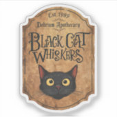 Halloween Black Cat Whiskers Witch's Potion Fles Sticker (Voorkant)