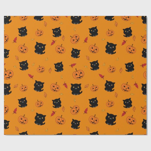 Halloween Black Cats and Pumpkins Pattern Cadeaupapier (Vlak)