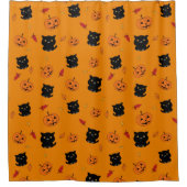 Halloween Black Cats and Pumpkins Pattern Douchegordijn (Voorkant)