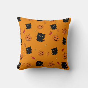 Halloween Black Cats and Pumpkins Pattern Kussen