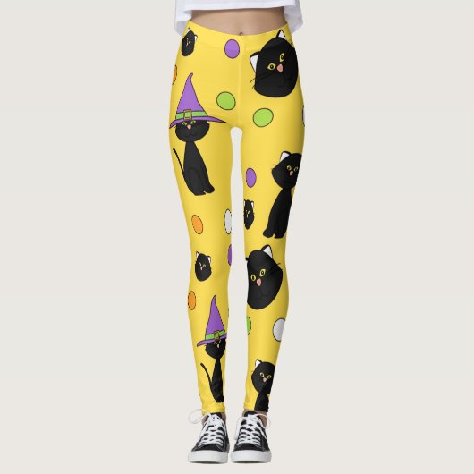 Halloween Black Cats Leggings (Voorkant)