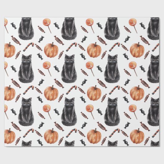 Halloween Black Cats, pomkins and Trees Cadeaupapier (Vlak)