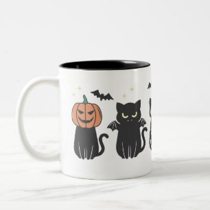 Halloween Black Cats Spooky Schattige Funny Tweekleurige Koffiemok