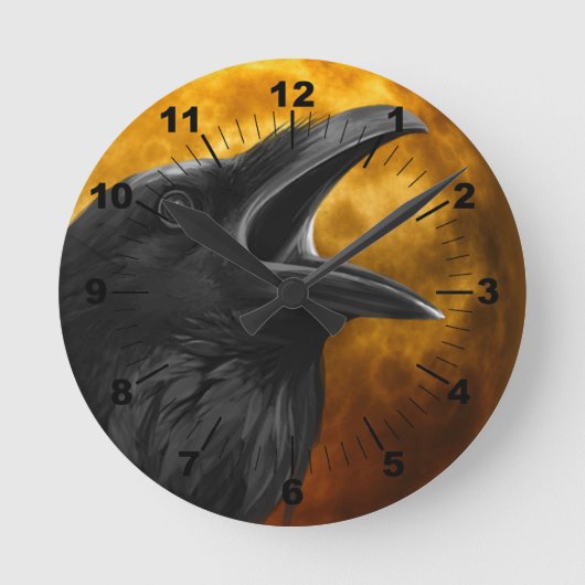 Halloween Black Crow Ronde Klok (Voorkant)