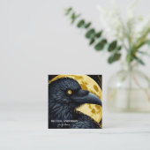 Halloween Black Crow  Vierkante Visitekaartje (Staand voorkant)