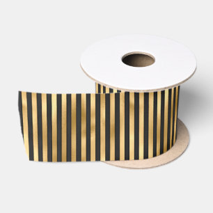 Halloween Black en Gold Stripes Ribbon Lint