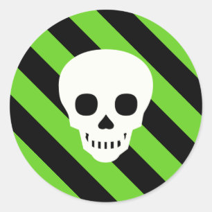 Halloween Black en Green Stripes Pattern Ronde Sticker