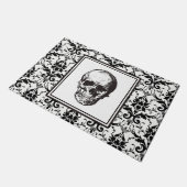 HALLOWEEN Black Gothic Damask Pattern Skull Deurmat (Schuin)