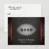 Halloween Black Grey Red Gothic RSVP Briefkaart (Voorkant / Achterkant)