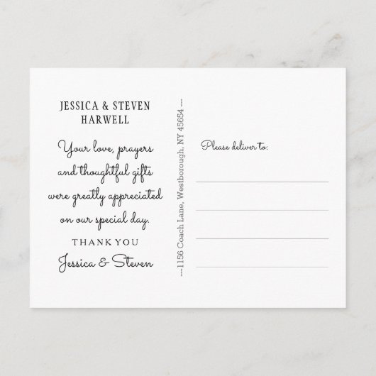 Halloween Black & Grey Skeletons Hartelijk dank Briefkaart (Achterkant)