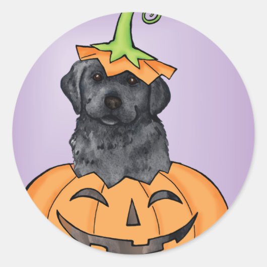 Halloween Black Lab Ronde Sticker (Voorkant)