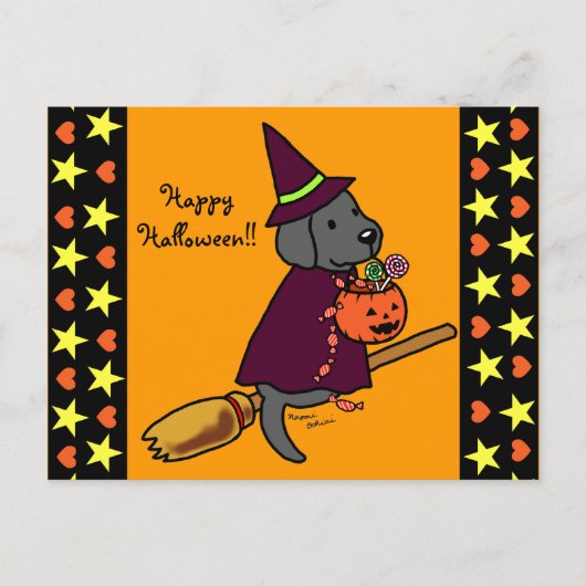 Halloween Black Labrador Cartoon 1 Briefkaart (Voorkant)