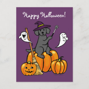 Halloween Black Labrador Cartoon 2 Briefkaart