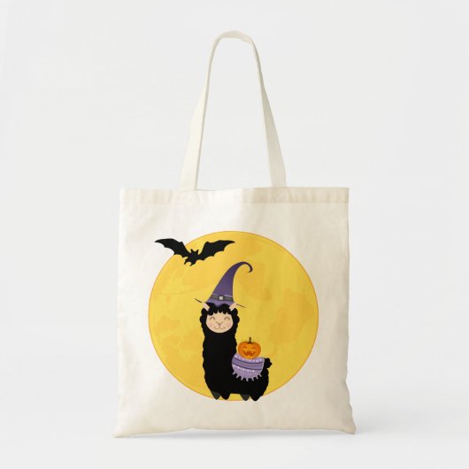 Halloween Black Llama Trick-or-treat Tote Bag (Voorkant)