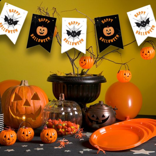 Halloween Black & Orange Party Buncher drapeaux