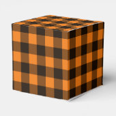 Halloween Black Oranje Gingham Check Pattern Bedankdoosjes (Achterkant)