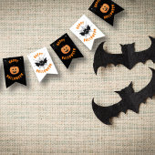 Halloween Black & Oranje Partij Bunting Flags Vlaggetjes