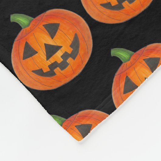 Halloween Black Oranje Pumpkin Jack o'Lantern Fleece Deken (Hoek)