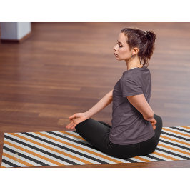 Halloween Black Oranje White Stripes Gold Monogram Yogamat