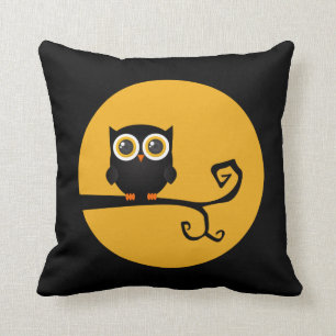 Halloween Black Owl Yellow Moon Sierkussen