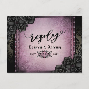 Halloween Black & Paars gothic Reply Briefkaart