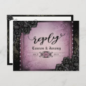 Halloween Black & Paars gothic Reply Briefkaart (Voorkant / Achterkant)
