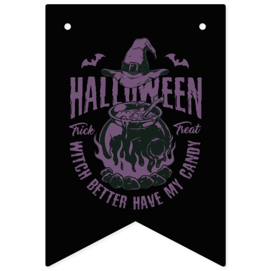 Halloween Black & Paarse Garland – Spooky Pumpkin Vlaggetjes (Eerste vlag)