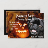 Halloween Black Pug-uitnodiging Kaart (Voorkant / Achterkant)