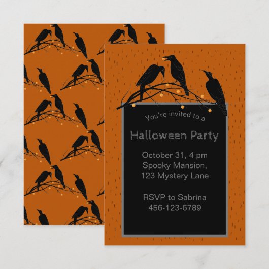 Halloween Black Ravens Minimalistisch Patroon Kaart (Voorkant / Achterkant)