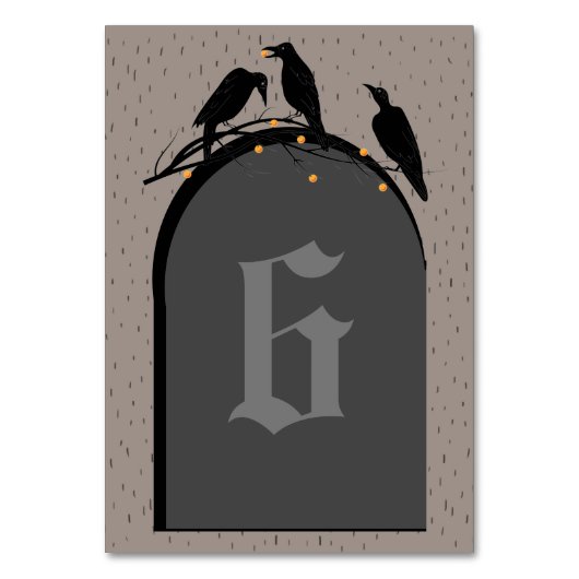 Halloween Black Ravens Spooky Table Number Kaart (Voorkant)