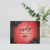 Halloween Black & Red Gothic Reply Briefkaart (Staand voorkant)
