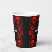 Halloween Black Red Skull Damask Gothic Custom Papieren Bekers (Rechts)