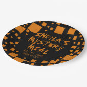 Halloween Black Sinaasappel Squares Name Spooky Fo Papieren Bordje (Gekanteld)