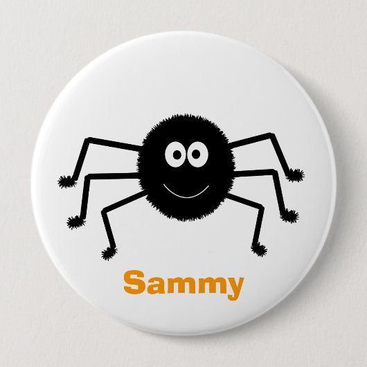 Halloween Black Spider Cute Button (Voorkant)