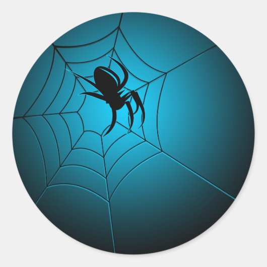 Halloween Black Spider op internet Ronde Sticker (Voorkant)