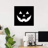 Halloween black white Jack o lantaarnpomkin Poster (Thuiskantoor)