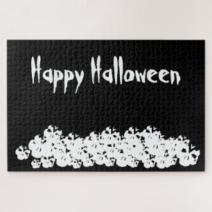 Halloween Black White skulls pile, aangepast Legpuzzel