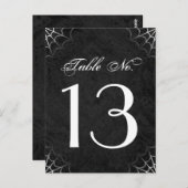 Halloween Black White Spider Webtafel Nummer Kaart (Voorkant / Achterkant)