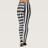 Halloween Black White Stripes Harlequin Pattern Leggings (Achterkant)