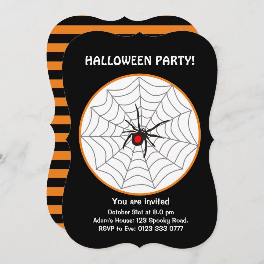 Halloween Black Widow Spider uitnodiging (Voorkant / Achterkant)