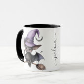 Halloween Black Witch Bat Koffie Mok (Voorkant links)