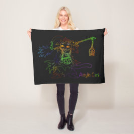 Halloween Black Witch Cat Fleece Deken