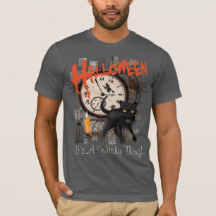 HALLOWEEN BLACK WITCHES CAT-MANNEN T-SHIRT