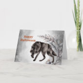 Halloween Black Wolf Floral Kaart (Voorkant)