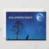 Halloween Black Wolf Tree Navy Blue Full Moon Kaart (Voorkant)