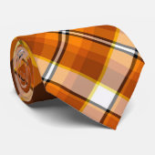 Halloween Black, Yellow, Orange & White Plaid Stropdas (Opgerold)
