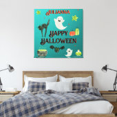 Halloween Blauwgroen en groen Canvas Afdruk (Insitu (Slaapkamer))